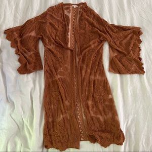 Boho Orange Duster, Size Large